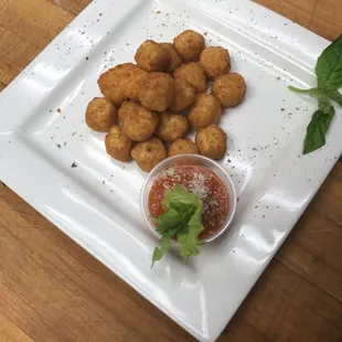 Breaded hot cheese balls