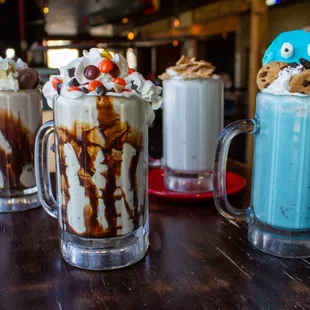 a row of ice cream sundaes