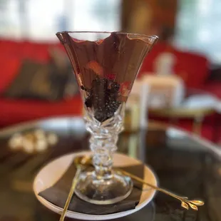 Dark hot chocolate covered fruits