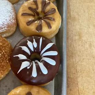 food, donuts, dough desserts