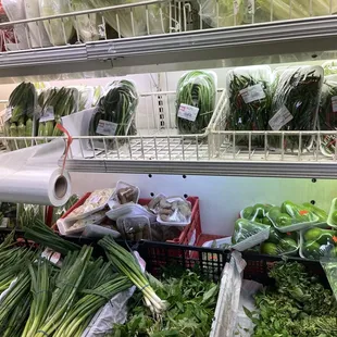 Selections of vegetables and herbs