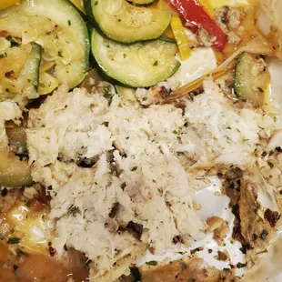 Inside the crab cake. Like shredded chicken??
