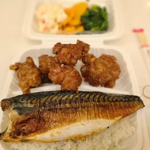 2 Item.Combo - Grilled Mackerel with Garlic Chicken