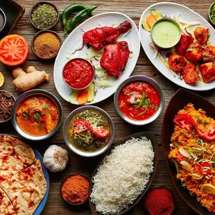 a spread of indian food