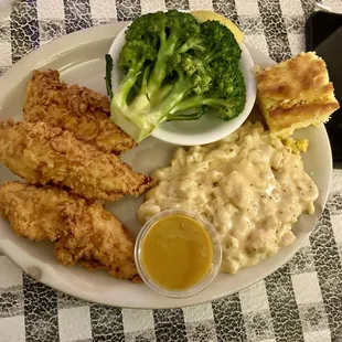 Chicken Tenders Steamed Broccoli Mac n Cheese