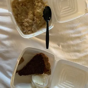 Doesn't look like a great photo but man, it was good! Our family of 4 shared these. Top banana pudding and bottom chocolate chess pie.