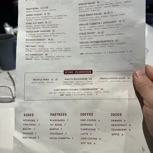 Menu brunch