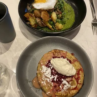 Duck Hash and Dutch Baby Pancake