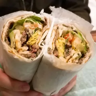 Lamb kebab wrapped in flatbread