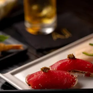 a plate of sushi