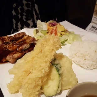 Chicken teriyaki with tempura dinner