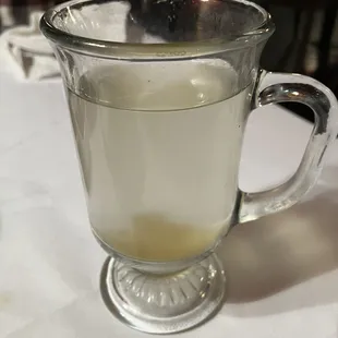 a glass of water on a table