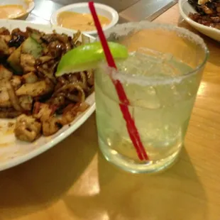 Chicken and shrimp with a margarita!