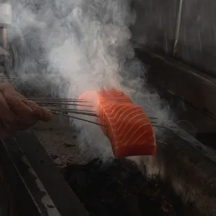 Smoking salmon