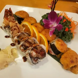 Volcano roll and shrimp tempura roll
