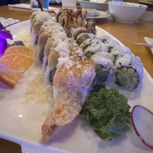Shrimp, tempura, mango cucumber, and Owings Mill rolls
