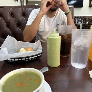 Cilantro Chicken Soup and bread