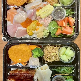 Kaisen bento and Unagi Bento