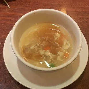 Egg Drop Soup with some sou sauce mixed in