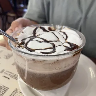 a cup of hot chocolate with marshmallows