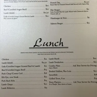 menu