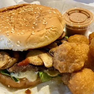 Mushroom Burger with Fried Mushrooms