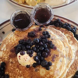 Mother and daughter breakfast Skillet and blueberry pancakes