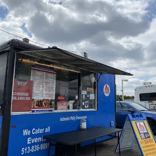 a blue food truck