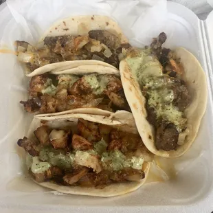Steak and chicken tacos!