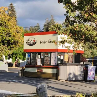 a coffee shop on a street corner
