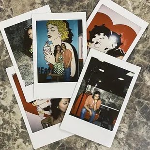 four polaroids of women