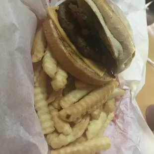 Cheeseburger and fries