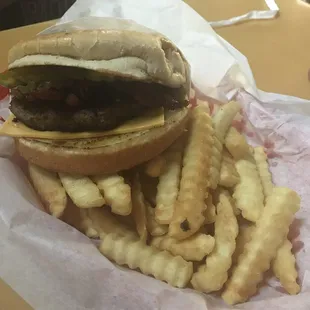 Cheeseburger and fries