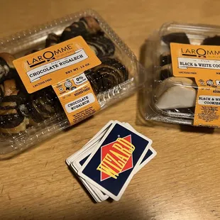 a box of cookies and a package of cookies