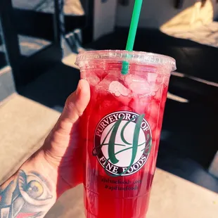 Raspberry Hibiscus Tea with a splash of lemonade