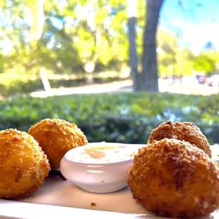a plate of deep fried chicken nuggies