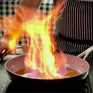 Best part of making bananas foster!