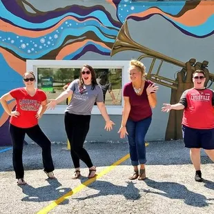 There is a very cool mural on the side!!