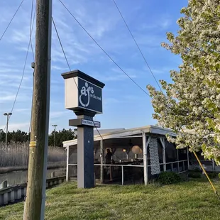 a sign for the restaurant