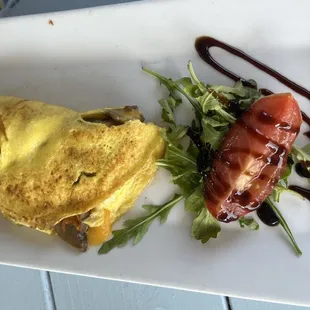 Mushroom &amp; asiago cheese with roasted tomato and balsamic drizzle