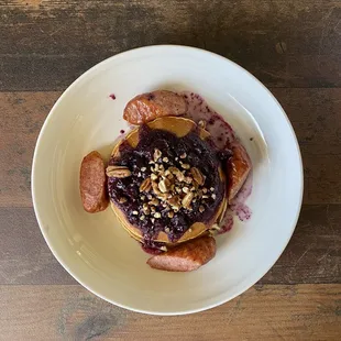 Blueberry Pancakes with Surry Sausage