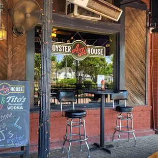Front patio seating and entrance.