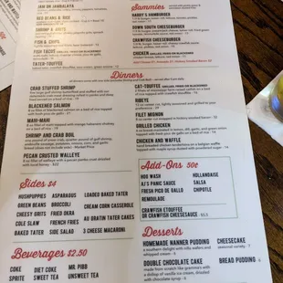 Menu at AJ&apos;s Oyster House, Fort Smith