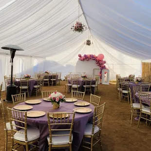 All white tent draping
