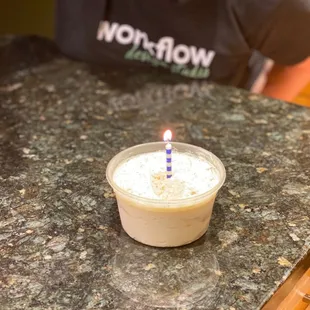 They threw in a birthday pudding!