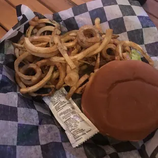 Deluxe burger with fries