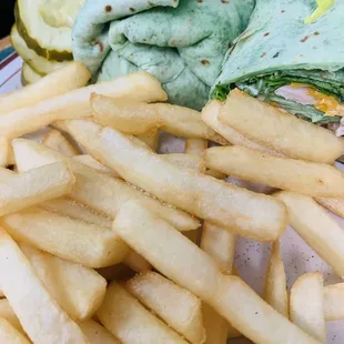 a sandwich and fries