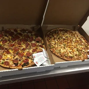 two pizzas in a box