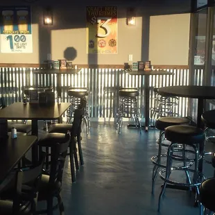 Simple interior with plenty of room. Note the specials on the wall.