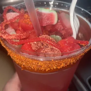 Watermelon water with toppings!
